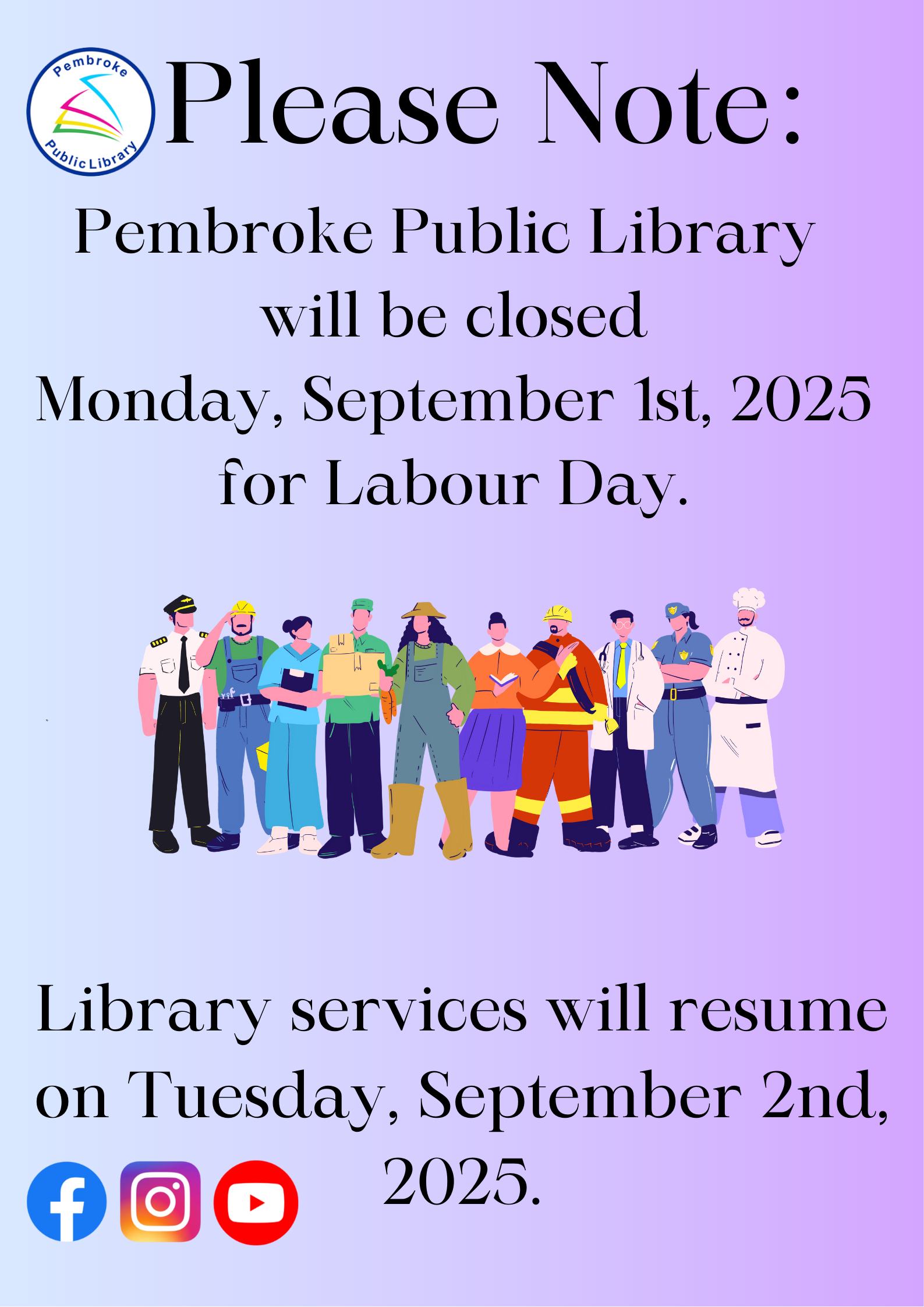 Library closure for Holiday